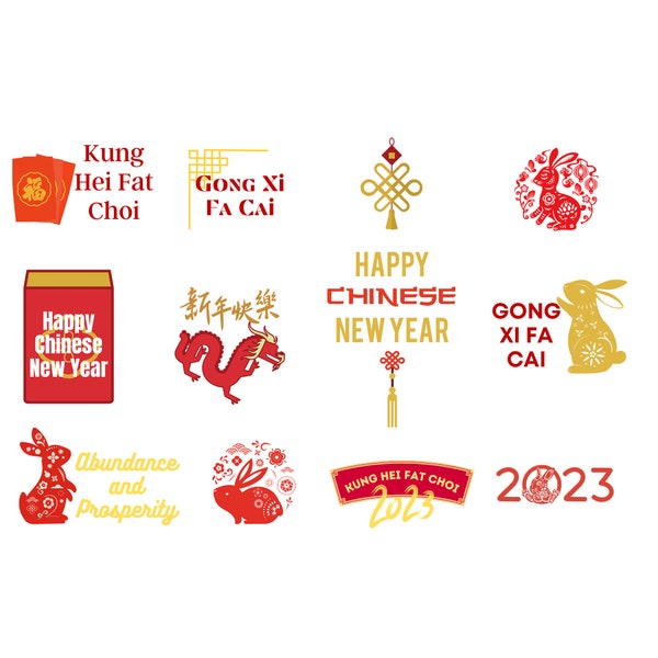 Gong Xi Fa Cai Chinese New Year SVG | Year of the Rabbit 2023 | Cut Files | SVG PNG Jpeg | Cricut | Instant Download, Digital Download