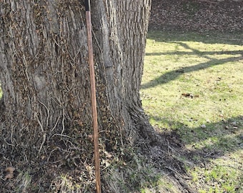 Handmade Study 61" Customizable Walking Stick W/ end Butt Cap and Leather Wrapped Handle, Hiking, Martial art staff Made and ship out of NY