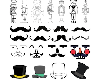 Nutcracker Faces SVG | Cut Files | JPEG PNG | Files for Cricut | Silhouette, Clipart, Instant Download, Digital Download