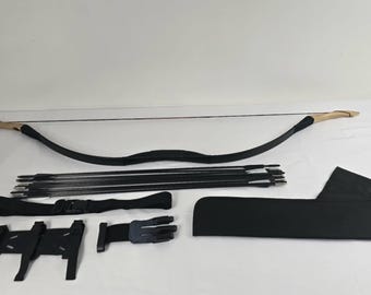 Handmade Sturdy 40Lbs Traditional Bow, 100% Fully Functional, 52" Overall, KNOCKED, Free 10x Arrow, Finger Guard, Arm Guard, Arrow Quiver