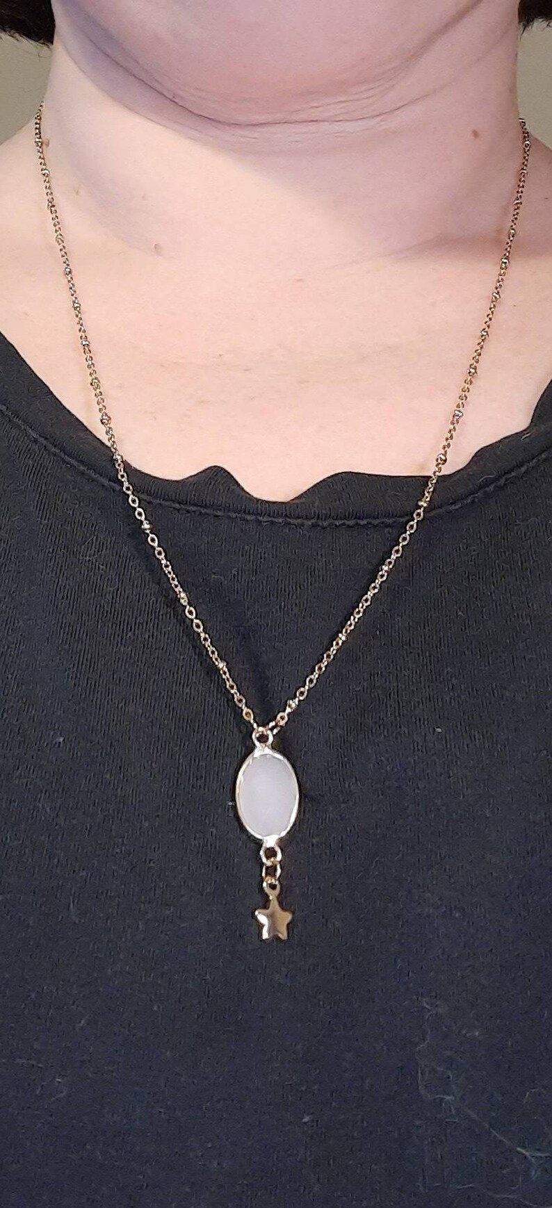 Golden chain gold stainless steel chain and pink quartz facets