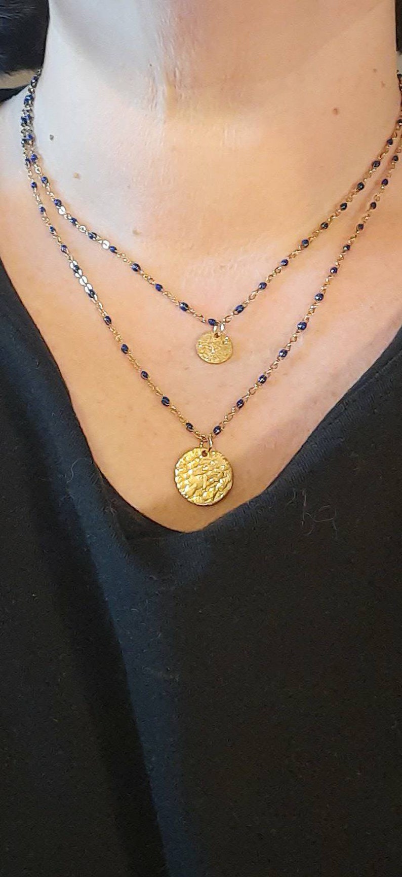 Double-ranked stainless steel stamp necklace