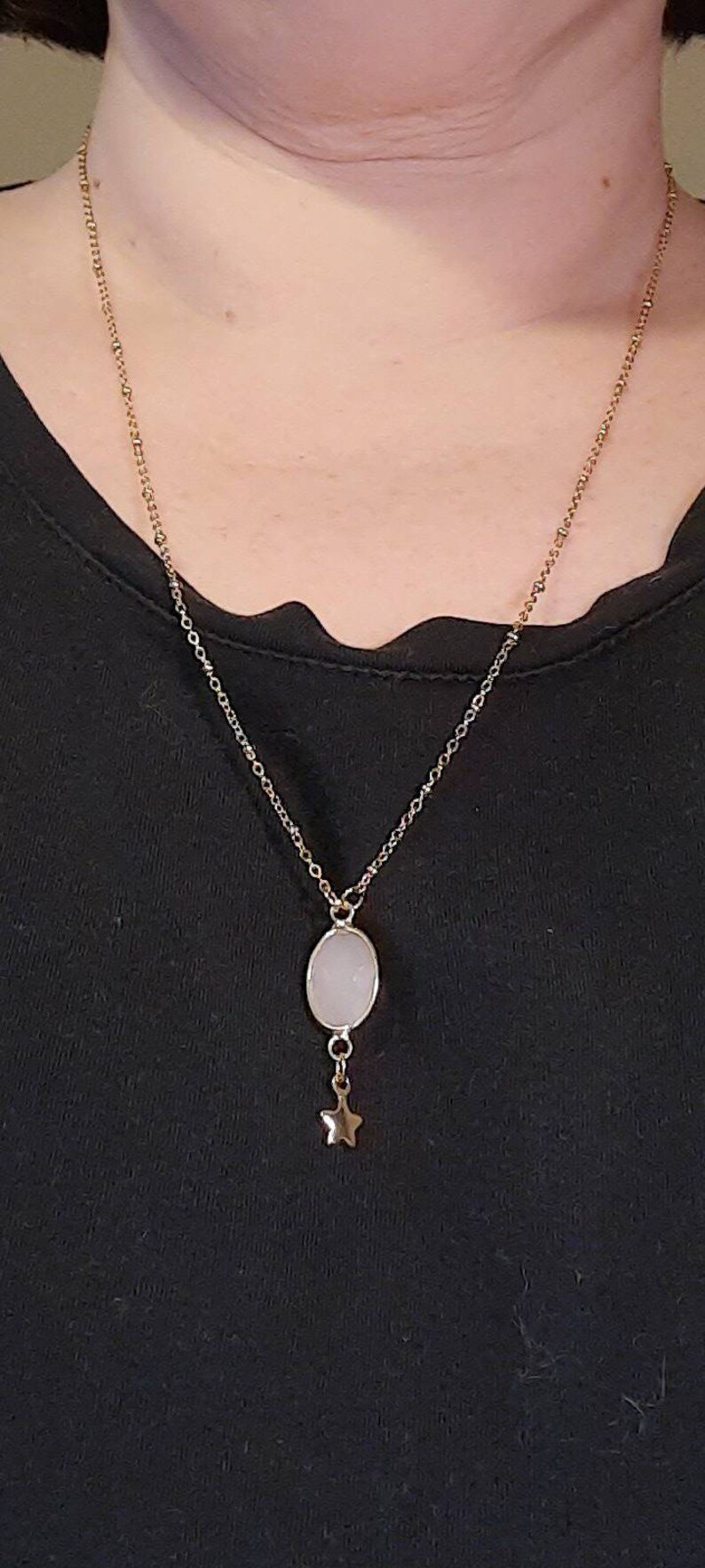 Golden chain gold stainless steel chain and pink quartz facets