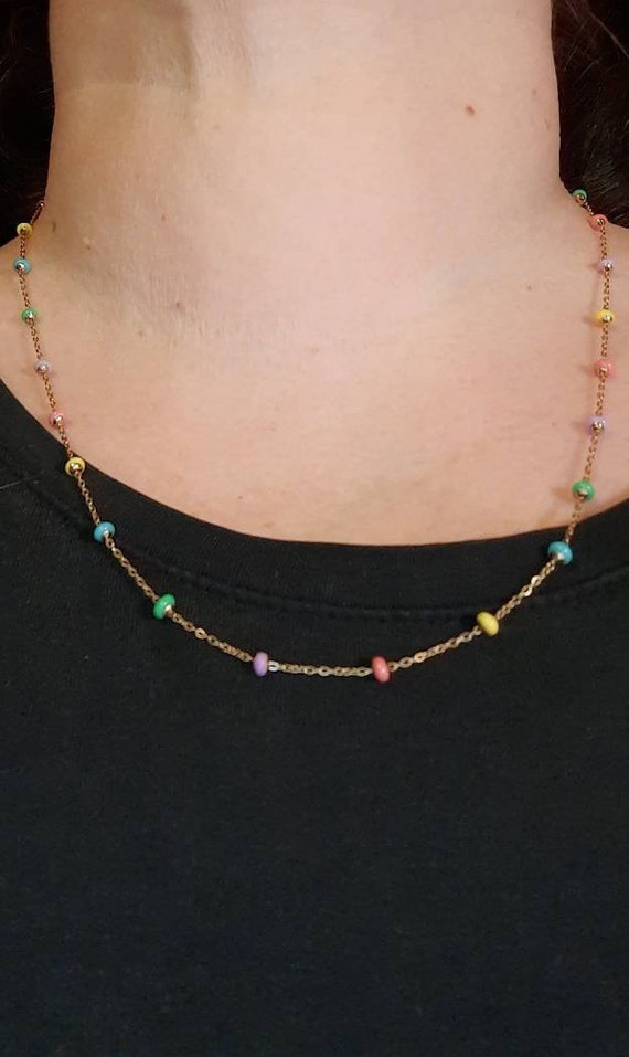 Very thin gold chain necklace 14 carats stainless steel and Etsy