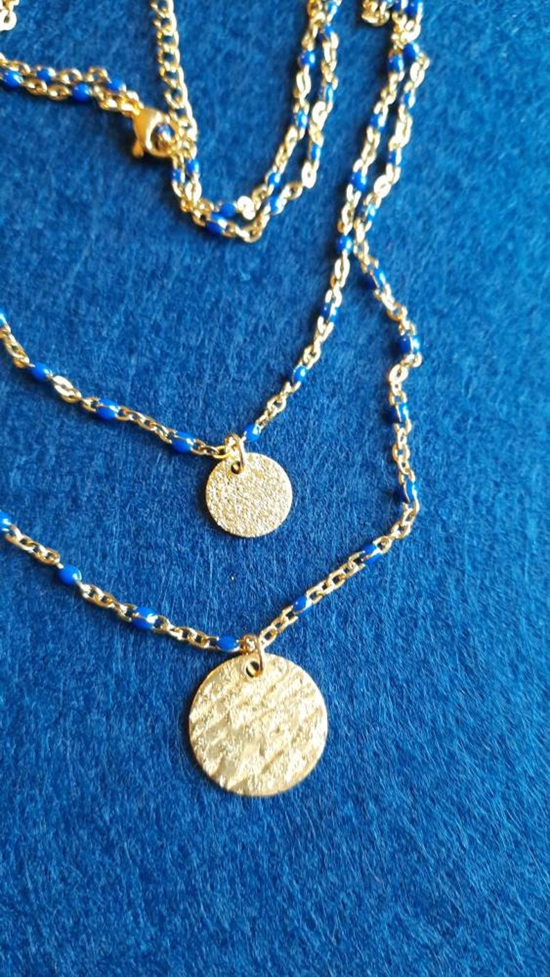 Double-ranked stainless steel stamp necklace