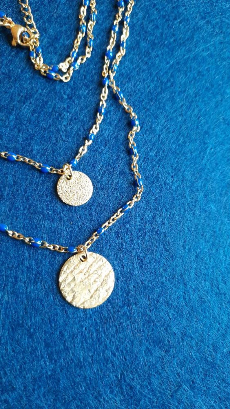 Double-ranked stainless steel stamp necklace