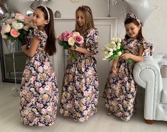 Girls maxi dress, flower girl dress ankle length, renaissance dress, girls maxi dress, flower girl dresses