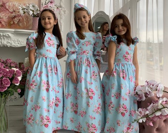 Royal blue flower girl dress, flower girl dress ankle length, girls maxi dress, blue flower girl dress, simple flower girl dress