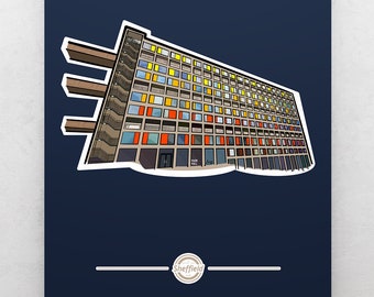 Park Hill Sheffield Kunstdruck: Brutalist Wahrzeichen Poster