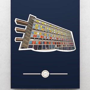 PARK HILL FLATS Sheffield Art Print, Sheffield Wall Art Poster Print, Brutalist Sheffield Landmark, Framed or Unframed in A4/A3/A2 sizing