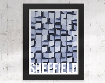 Sheffield Käsereibe Kunstdruck: Modernes Reiseposter