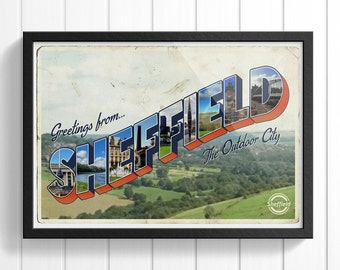 Sheffield Kunstdruck: Vintage Reiseplakat