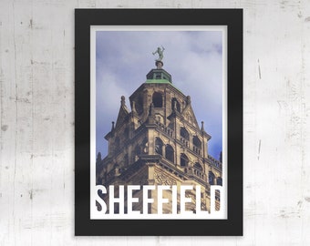 Sheffield Town Hall Kunstdruck: Vulkan Statue Dekoration