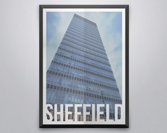 Sheffield Arts Tower Poster: Universität von Sheffield, Modernes Reiseposter