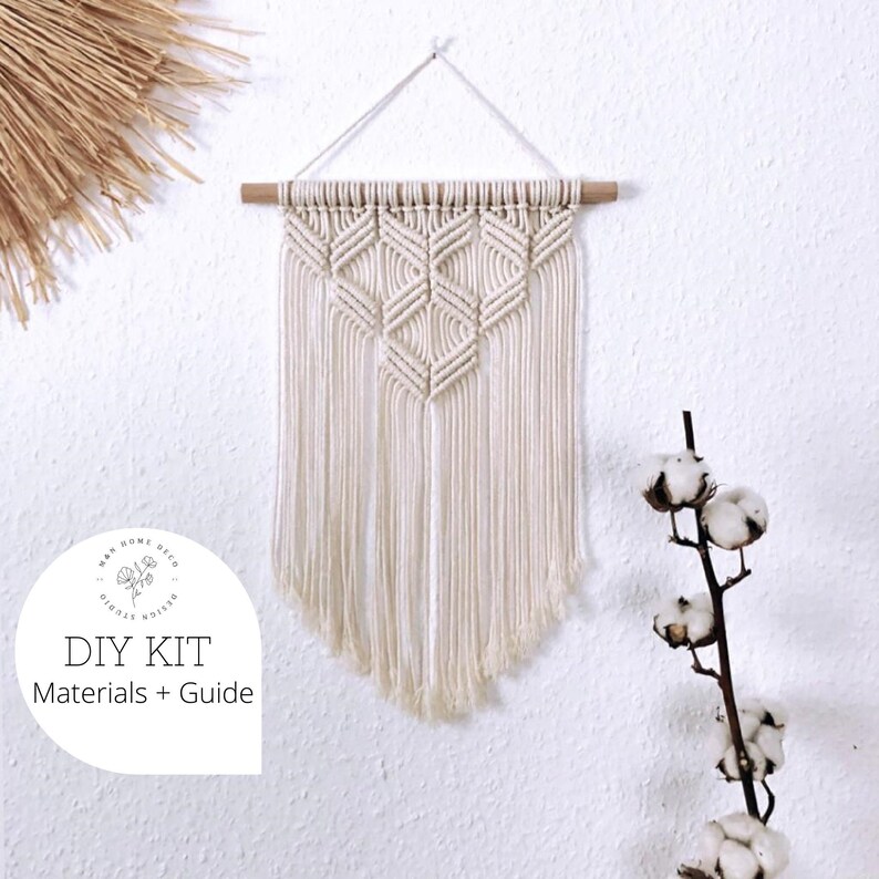 Macrame Wall Hanging DIY KIT Beginner, Boho Wall Decoration With Guide