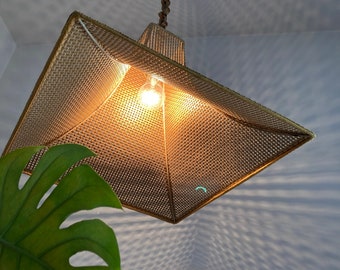 Gorgeus Large Vintage Handwoven Rattan Pendant Light / Bohemian Rattan Lightening / 1960s / Natural Material Pendant Light