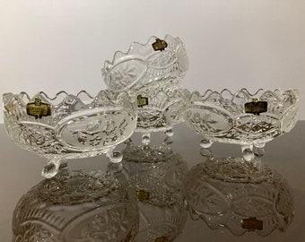 SET de 4 24% Plomo Zajecar Crystal Candy Bowls / Hecho en Yugoslavia 1980s / Crystal Home Decor / Glass Candy Dish