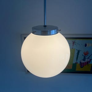 Bauhaus Opaline Glass Globe Pendant Lamp / Vintage Lightening / Mid-Century Modern Ceiling Light / Minimalistic Pendant Light / Milk Glass