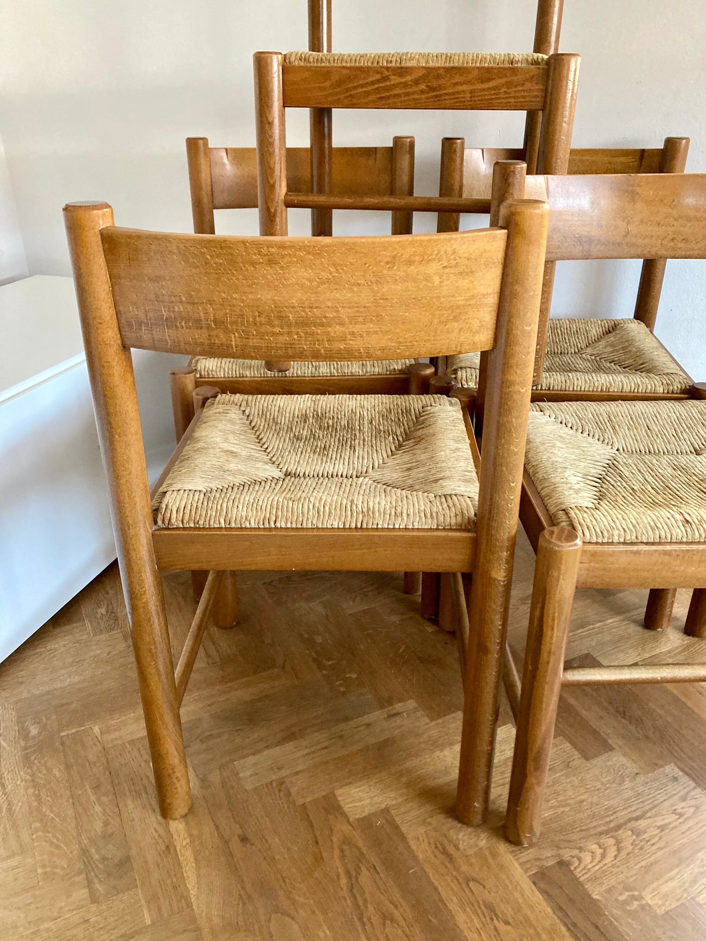 1 of 5 Vintage Dining Chairs / 70s / Wood & Rafia Dining Etsy UK