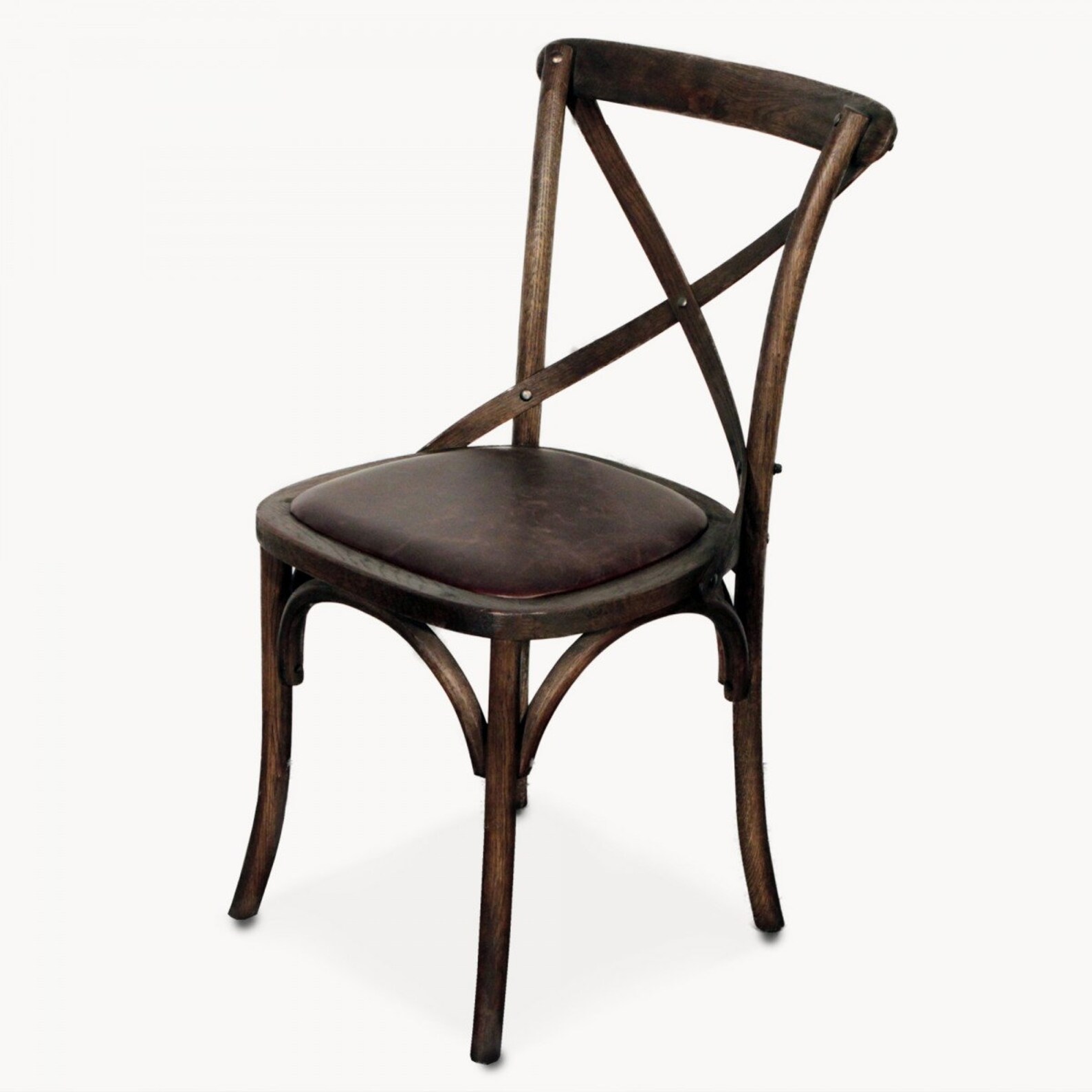 Rustic farmhouse style brown dining chair with padded leather Etsy