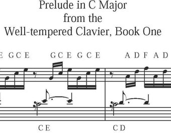 With NOTE-NAMES: Bach Prelude No. 1 in C | Sheet music with LETTERS (note-names) included