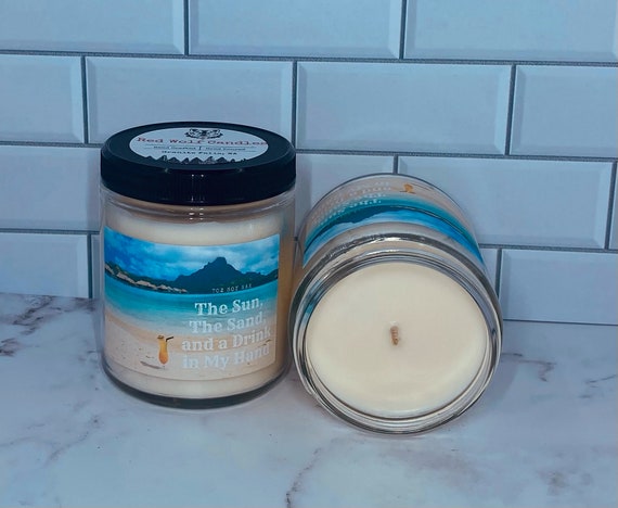 The Sun, The Sand, and A Drink In My Hand Soy Wax Candle 7oz