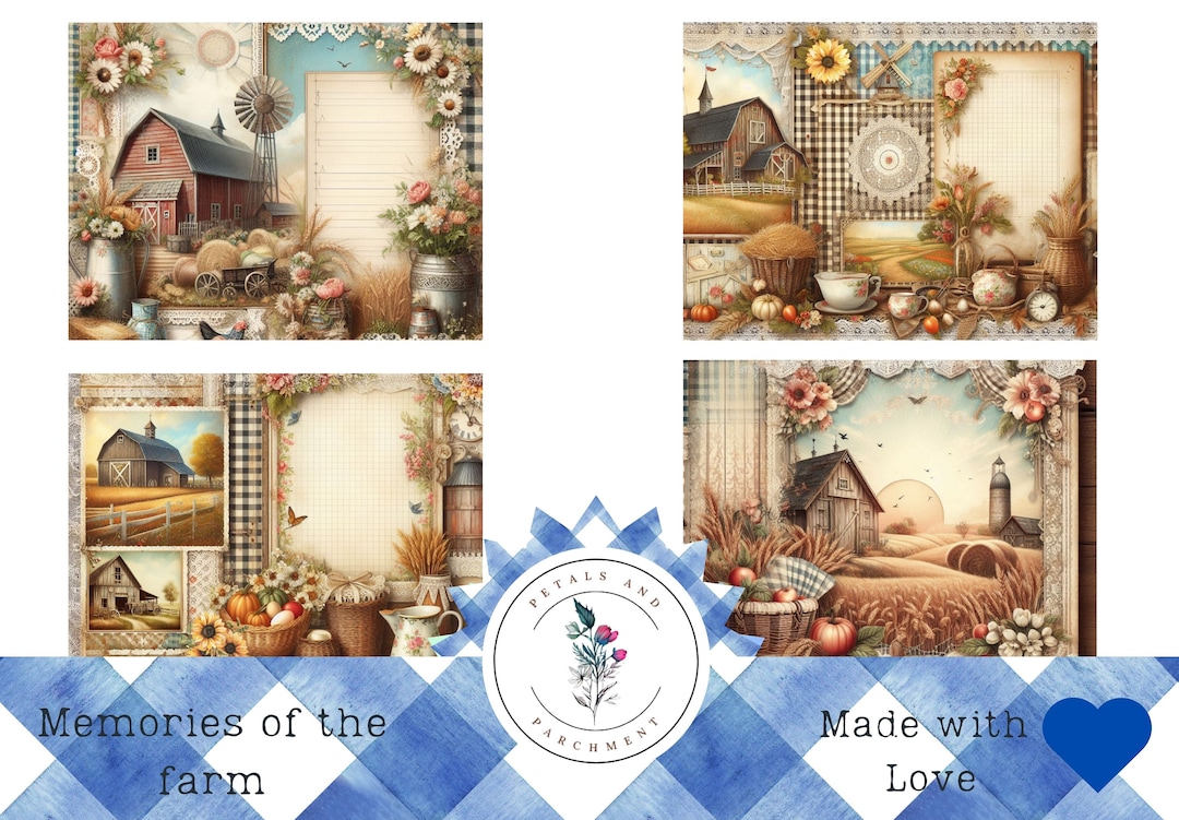 Vintage Farm Journal Pages Kit: Gingham Farmhouse Printables (digital ...