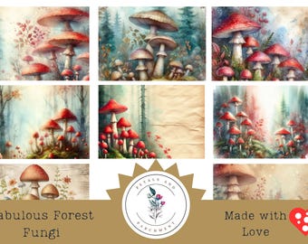 Mushroom Junk Journal Pages: Forest Fungi Printables (Digital Download)