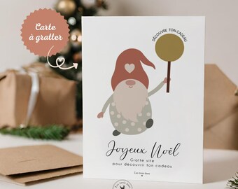 Carte à gratter - Noël - annonce grossesse - message caché - enceinte ! bébé en route - marraine - mamie - papi -  message aux choix - Noel
