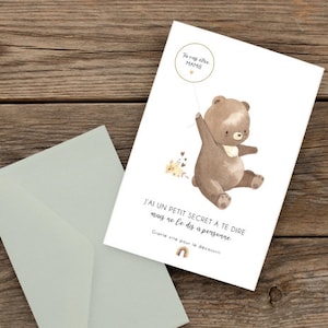 Carte a gratter différents animaux - annonce - bébé est en route - grand frère/soeur - marraine - parrain - texte personnalisable image 4
