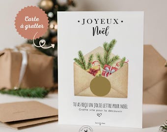 Carte à gratter - Noël - annonce grossesse - message caché - enceinte ! bébé en route - marraine - mamie - papi -  message aux choix - Noel