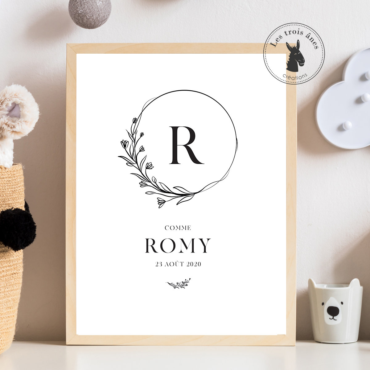 Affiche Naissance Personnalisée - Initiale Simple et Élégante