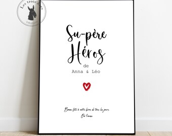Father's Birthday Poster - Dad - Gift Idea - Kids - Superhero