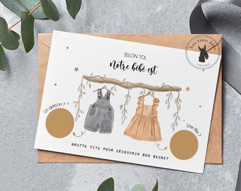 Carte à gratter - annonce sexe du bébé - Fille ou garçon ? révélation - grossesse - baby shower - reveal gender -  annonce grossesse