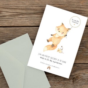 Carte a gratter différents animaux - annonce - bébé est en route - grand frère/soeur - marraine - parrain - texte personnalisable image 2