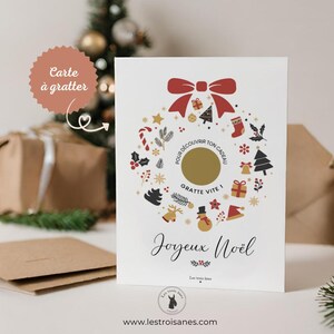 Carte à gratter - Noël - annonce grossesse - message caché - enceinte ! bébé en route - marraine - mamie - papi -  message aux choix - Noel