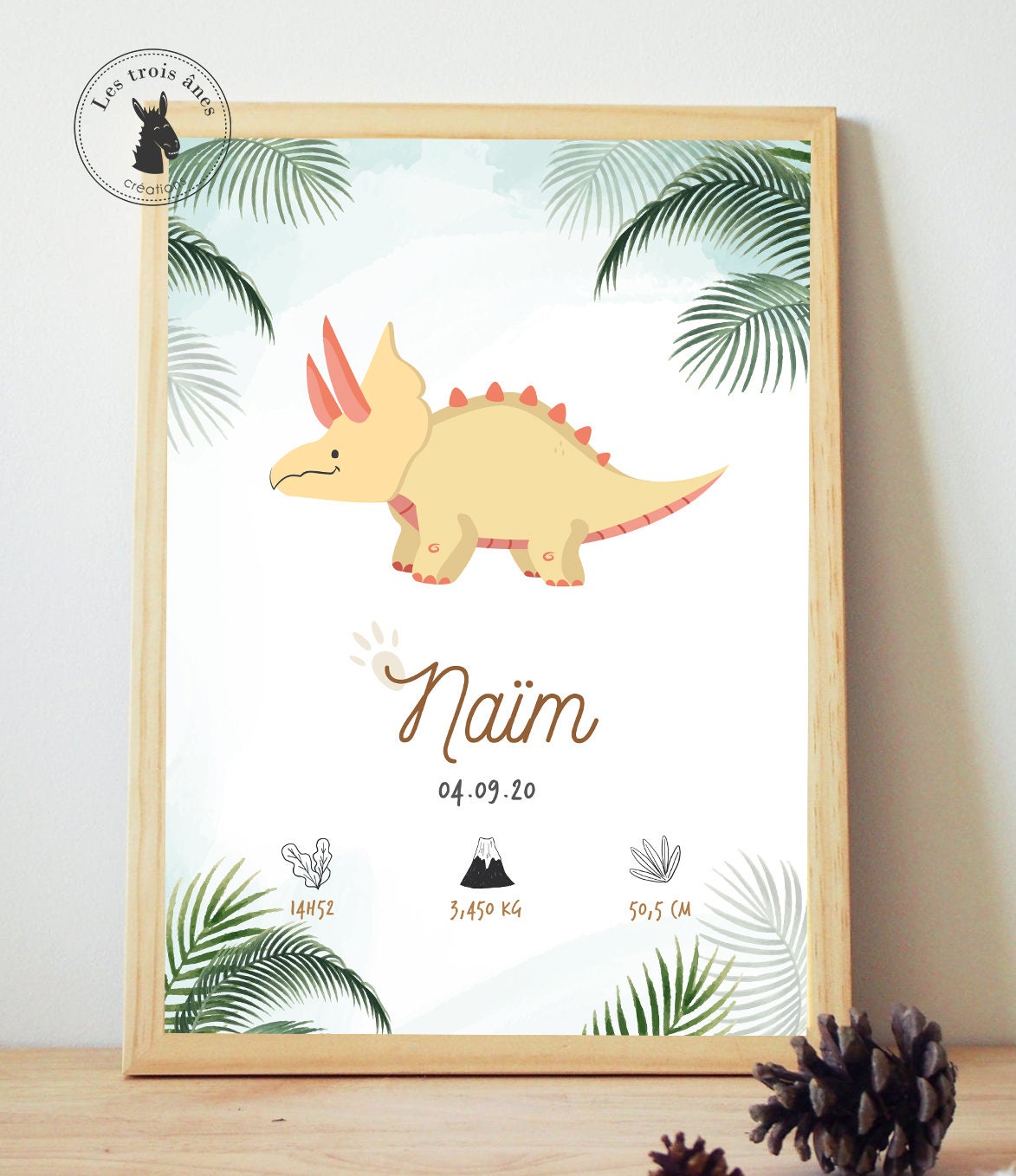 Affiche Naissance Personnalisée - Dinosaures