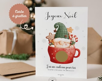 Carte à gratter - Noël - annonce grossesse - message caché - enceinte ! bébé en route - marraine - mamie - papi -  message aux choix - Noel