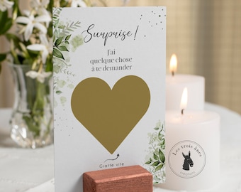 Carte a gratter - annonce - demande en mariage - temoin - marraine - parrain - texte personnalisable