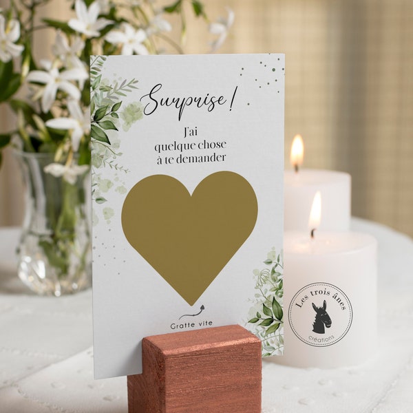 Carte a gratter - annonce - demande en mariage - temoin - marraine - parrain - texte personnalisable