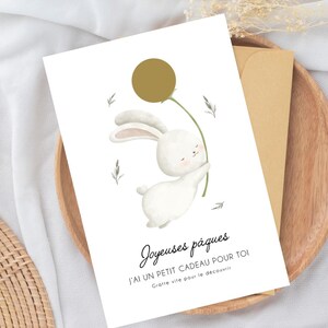 Carte à gratter - pâques -  cadeau spécial Pâques ! Lapin Joyeuses Pâques - annonce grossesse - Mamie - Papi - Tata - Tonton - marraine
