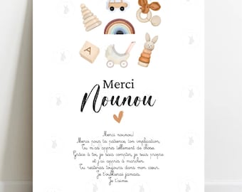 Custom Nanny Poster - Thank You Nanny! Gift nanny, aunt - childminder