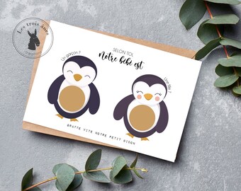 Carte a gratter - annonce sexe du bébé - Fille ou garçon ? - révélation - grossesse - baby shower - reveal gender