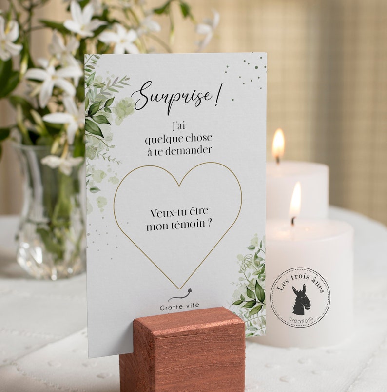 Carte a gratter - annonce - demande en mariage - temoin - marraine - parrain - texte personnalisable image 2