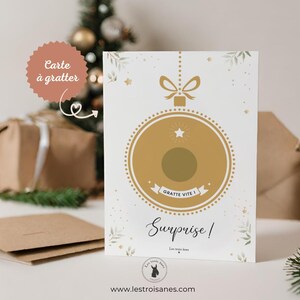 Carte à gratter - Noël - annonce grossesse - message caché - enceinte ! bébé en route - marraine - mamie - papi -  message aux choix - Noel