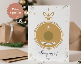 Carte à gratter - Noël - annonce grossesse - message caché - enceinte ! bébé en route - marraine - mamie - papi -  message aux choix - Noel