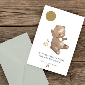 Carte a gratter différents animaux - annonce - bébé est en route - grand frère/soeur - marraine - parrain - texte personnalisable image 3