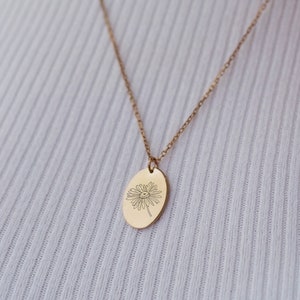 Daisy Engraved Necklace, Gold April Necklace, Birth Month Flower Necklace, Aesthetic Everyday Necklace, Daisy Chain Necklace, Birthday Gift,