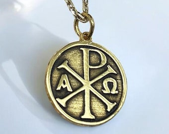Silver Chi Rho Necklace, Silver Alpha Omega Pendant, Orthodox Coin ...