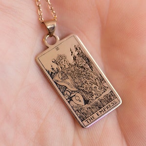 Die Kaiserin Tarot Karten Halskette, Silber Orakel Karte Pentant, Gold Sternzeichen Tarot Accessoire, Moderne Tarotkarte Halloween Geschenk, Tarot Schmuck